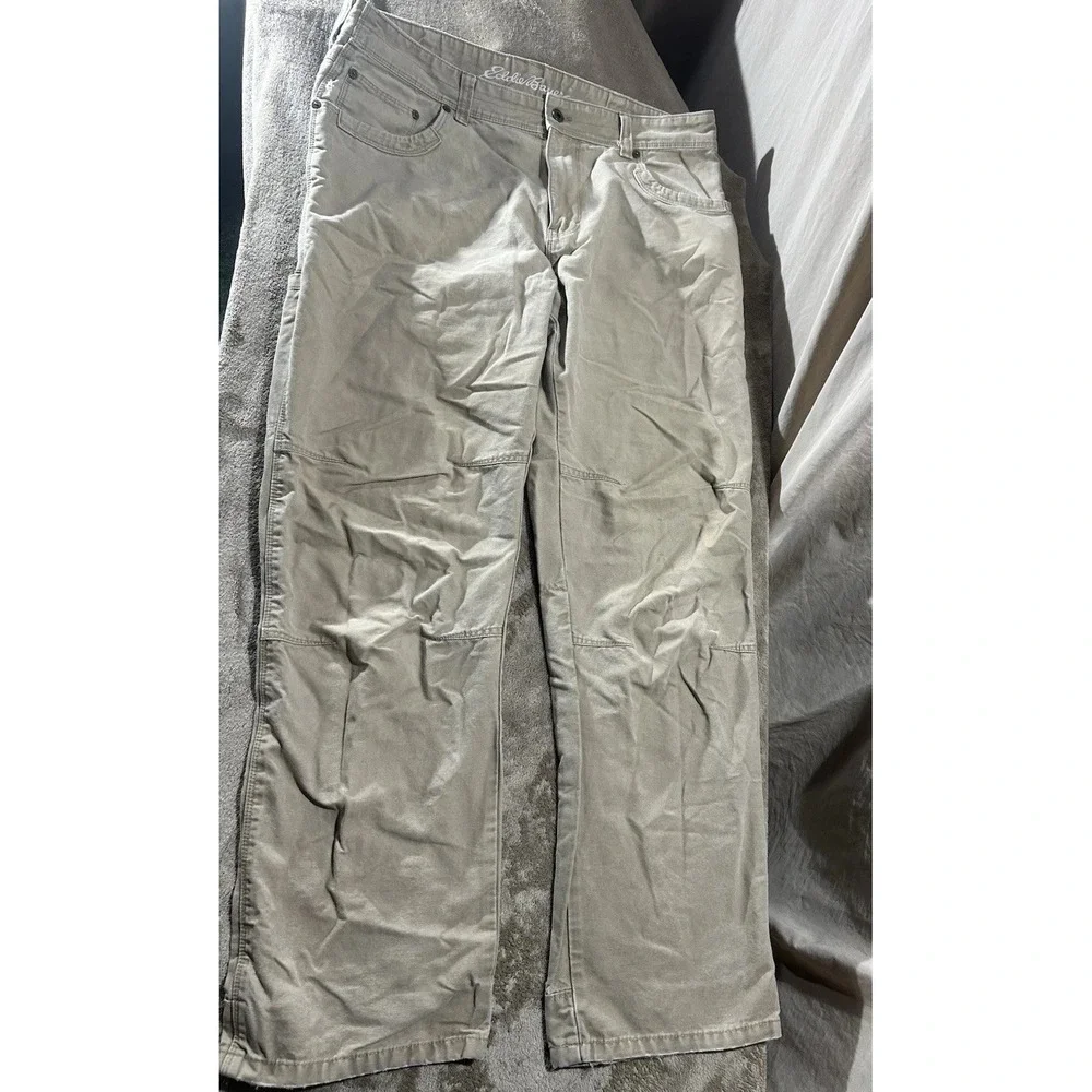 Eddie Bauer Men's Work Pants Khaki Tan Straight Leg Chinos Size 36x32
